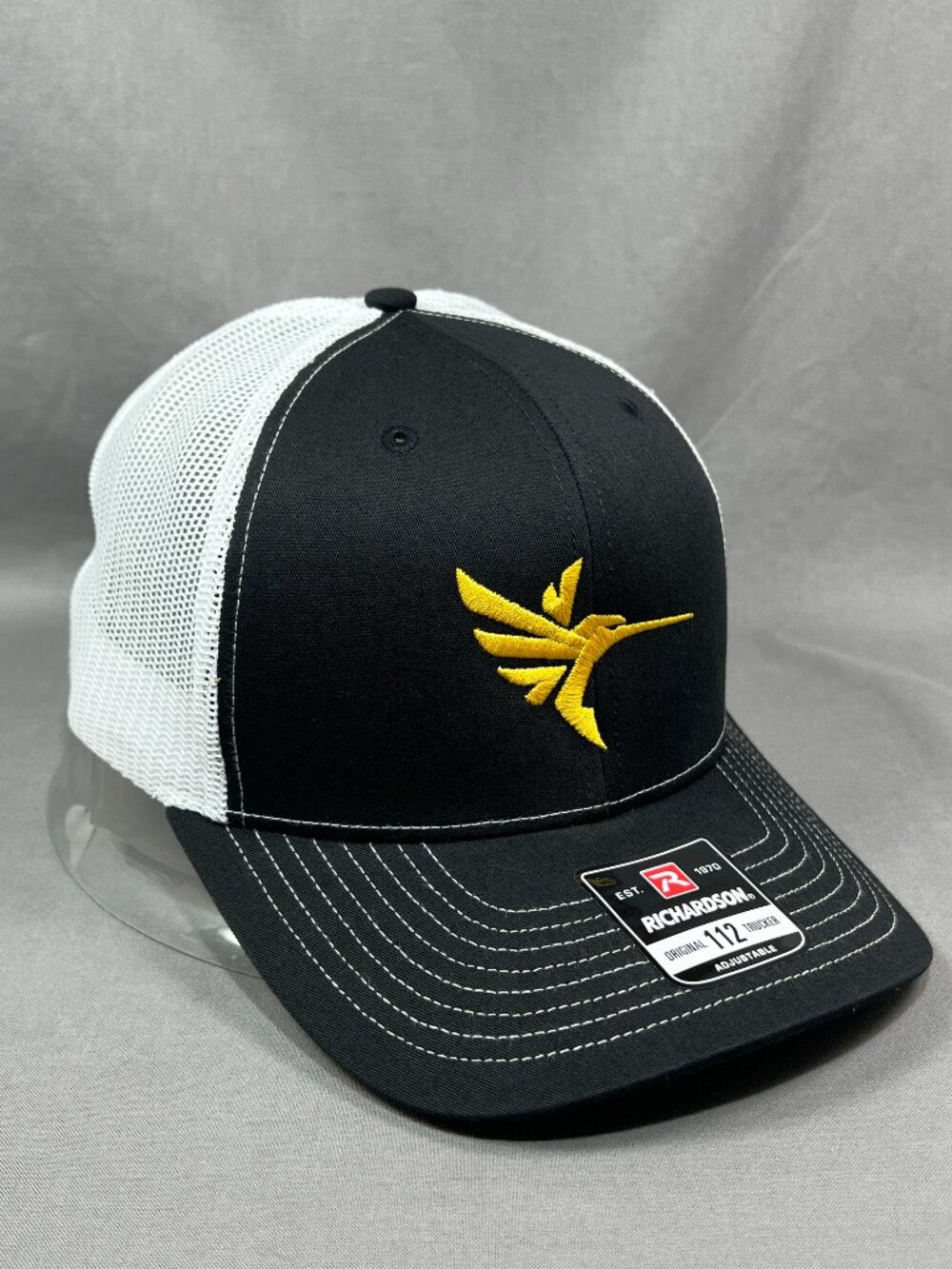 Hummingbird Fish Finder Richardson Trucker Hat Black White Mesh Snapback Cap